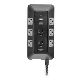 37-t1-di1 Philips Spp9853b/37-t1-di1 17-outlet Surge Tap/protector Combo Pack - Black/gray