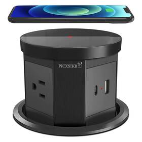 Picxsikb 762704596516 Pop Up Outlet With 15w Wireless Charger 4.33 Inch For Countert