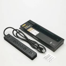 006-us Pisen Power Strip Surge Protector 6 Outlets 6ft 1.8m Extension Cord Flat Plug