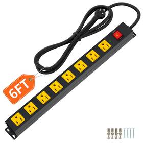 2100j Plugn 708436085553 8 Outlet Long Power Strip Surge Protector Heavy Duty 6ft Cord Wide Spa