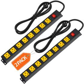 2100j Plugn 708436085560 8 Outlet Long Power Strip 2pack Surge Protector Heavy Duty 6ft Cord Wide S