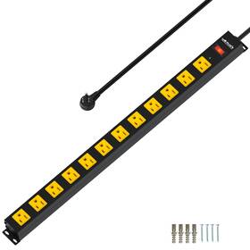 2100 Plugn 708436085577 12 Outlet Long Power Strip Joules Surge Protector 6ft Cord Wide