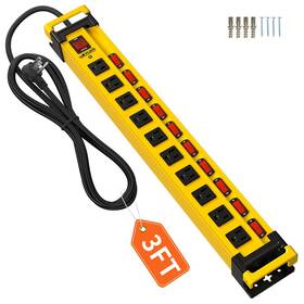 3300j Plugn 769083962529 10 Outlet Surge Protector Power Strip With Individual Switches Heavy Du