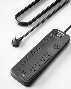 Plugtul 313021875848 Surge Protector Power Strip 10ft With 10 Outlets