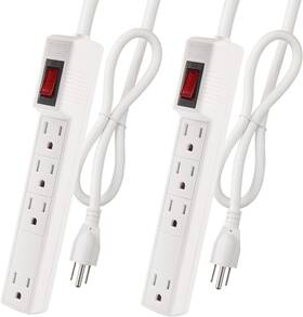 Plugtul 744759440723 Power Strip Surge Protector 2-pack - 4 Outlets And 2 Ft Extension Cord 1875w/15a