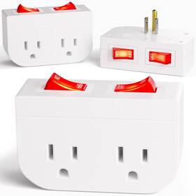 P-321 Powawini 3pack - Grounded Outlet With Double On Off Switch Two Port Electrical