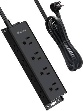 Power 313031147140 Surge Protector Strip - 12 Widely Spaced Multi Outlets Wall Mount 3 Side