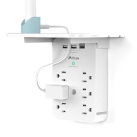 Power 313115595515 Wall Outlet Extender With Surge Protector 20w Usb-c Charger 6 Ac Outlets Shel
