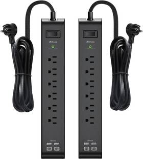Power 445013845805 2 Pack Surge Protector Strip With 6 Outlets 4 Usb Ports C 12-foot