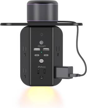 Power 445014435449 Wall Outlet Extender With Shelf And Night Light Surge Protector Usb Charg