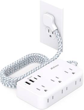 Power 445050480434 Strip Extension Cord - 6 Outlets And 4 Usb 2 C 5ft Braided Wit