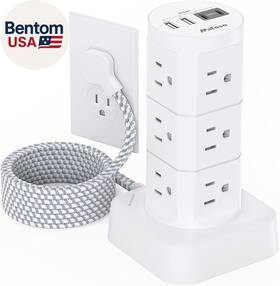 Power 726084835924 Strips With Surge Protection Flat Plug Strip 12 Outlets 4 Usb
