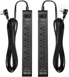 Power 744110811940 2 Pack Surge Protector Strip With 6 Outlets 4 Usb Ports C 20-foot