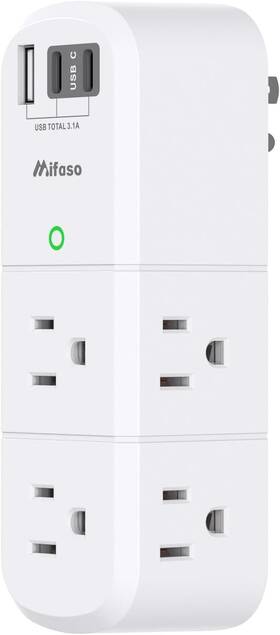 Hbc-025 Power Cruise Approved Outlet Extender 6 Ac Usb Wall Plug Adapter With Usb-c Port