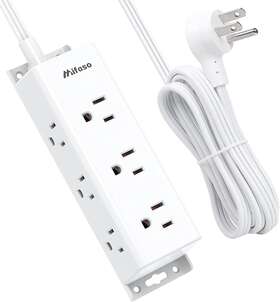 Lf50 Power Surge Protector Strip - 9 Widely Spaced Multi Outlets Wall Mount 3 Side