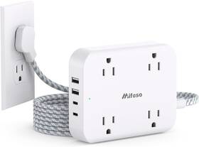 Mfs34a Power Extension Cord With Multiple Outlets Flat Plug Strip Usb Ports 2 C 5ft