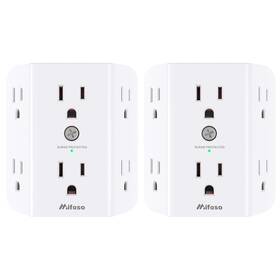 Mfs6wac Power 2 Pack Surge Protector Outlet Splitter Multi Plug Wall With 6 Wa