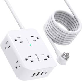 Mfs8u5f Power Surge Protector Strip 10ft Cord - Flat Plug Wall Mount 8 Wide Outlets Wi