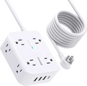Mfs8u5fbl Power Surge Protector Strip 10ft Cord - Flat Plug Wall Mount 8 Wide Outlets Wi