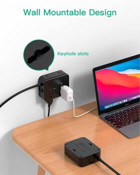Mfs8u5fbm Power Extension Cord 15ft - 8 Outlets Strip Surge Protector With Usb Ports H