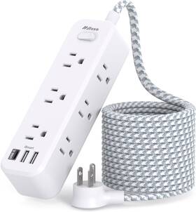 Mfs9w3uc Power Surge Protector Strip Braided Extension Cord 9 Ac Outlets 2 Usb-a 1 Usb-c