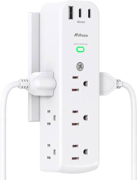 Mfs9wc2 Power Surge Protector Outlet Extender 9 Ac Multi Plug 3 Usb Ports 2 C 1080