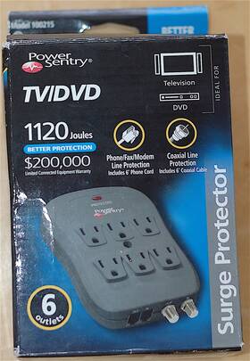 B100215-004-0906 Power Sentry Surge Protector 6 Outlets Tv/dvd 6ft Phone Cord And Coaxial Cable