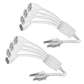 121-0018 Powercords 4 Way Power Splitter - Outlet Extension Cord 1.5ft Short Ul