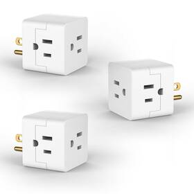 Powercords 826341052542 3-outlet Extender 3 Pack Grounded Wall Tap Adapter Spaced 3-prong Ac Outle
