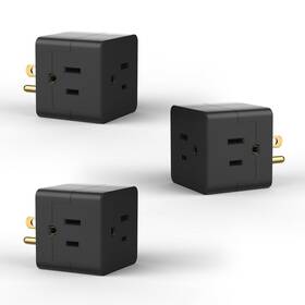 Powercords 826341059022 3 Power Blocks Outlet Splitter Pack Grounded Wall Tap 3-prong Plug Adapt