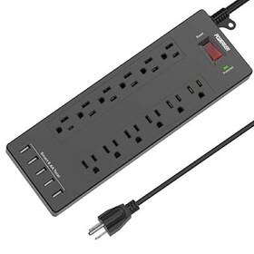 Pw-403 Poweriver Power Strip Surge Protector With 12 Outlets And 5 Usb Ports 6 Ft Cord