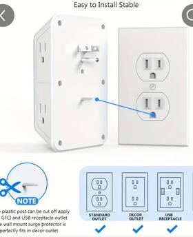 4348187036 Powrui 6 Charger Usb Wall Surge Protector