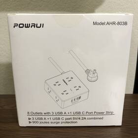 X003857ttz Powrui 8 Outlets With 3 Usb-a 1 Usb-c Port 5b/4.2a Combine Power Strip Ahr-803b