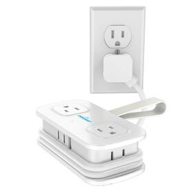 Tk-a03a Powsaf Cruise Essentials 4-ft Travel Power Strip With 4 Outlets And 3 White