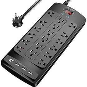 Nbw-903 Powsav 18 Outlets Surge Protector Power Strip - 8 Feet Flat Plug Heavy Duty