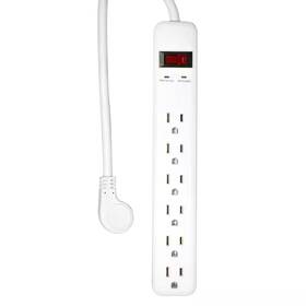 Private Brand Unbranded 705353762789 3 Ft. 6-outlet Power Strip Surge Protector White