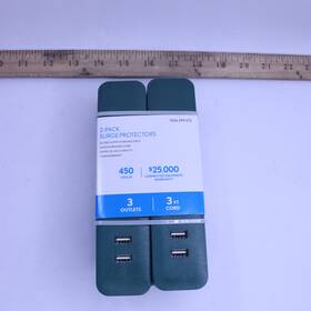 1006399570 Private Brand Unbranded Lts-03h-b 2-pk Surge Protectors 16 Gauge Braided Cord 13a 125v Capacity
