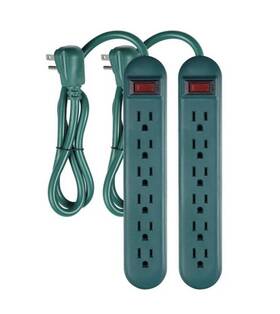 Project Source 058219782415 2 Pack 6 Outlet Power Strip 2.5ft Cord Regular Plug Free Ship New