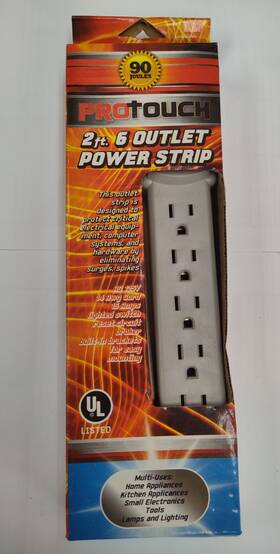 Protouch Ch48111 6-outlet White Surge Protector Power Strip 2 Ft 90j 120v Switch