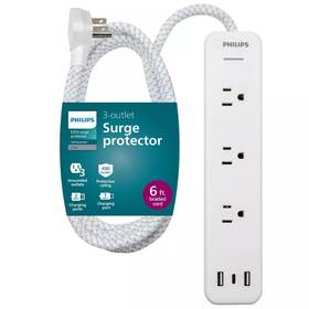 Pursuequality Shop 721563487137 Philips Surge Protector 6ft 3-outlets Usb-a Usb-c