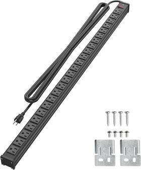 Qba 445012135181 24 Outlet Metal Power Strip Extra Long Heavy Duty With 10ft Ext