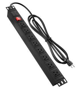8kpdu-bk Qba Rack Mount Power Strip - Wide Spaced 8 Outlet Surge Protector For Network