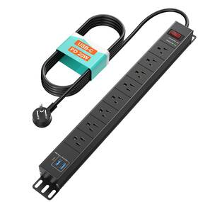 8kpdu2a1c Qba 8 Outlet Metal Power Strip With Usb C Pd 20w 6 Ft Cord For Home Office