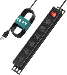Cfba6kpdu-3m Qba 6 Outlet Metal Power Strip Heavy Duty Wall Mount Black 10ft