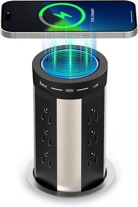 My-asa1712f-4ac1q Qba Pop Up Power Outlet Usb C Recessed Charging Station Automatic 4 Ports 15w