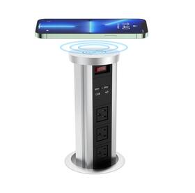 Wqd-bl-123 Qba Automatic Pop Up Power Outlet Popup Wireless Charging Station With 3ac Plugs