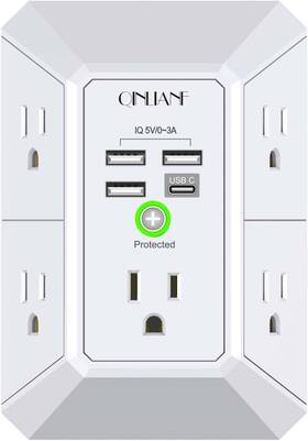 1680j Qinlianf 313115977946 Surge Protector 5 Outlet Extender With 4 Usb Charging Ports 3-sided Power