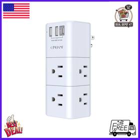 Qinlianf 744110895995 3-sided Swivel Power Strip With 6 Ac Spaced Outlet Splitter And 3 Usb Ports Uk