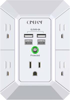 Qinlianf 744759195890 Usb Wall Charger Surge Protector 5 Outlet Extender With 4 Chargin