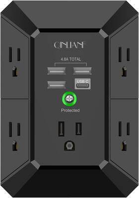 B08z9x2n7y Qinlianf Usb Wall Charger Surge Protector 5 Outlet Extender With 4 Chargin